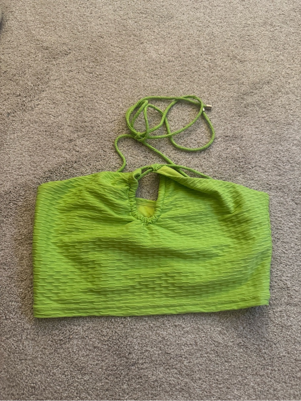 BuffBunny Lime Green Textured Halter Crop Top